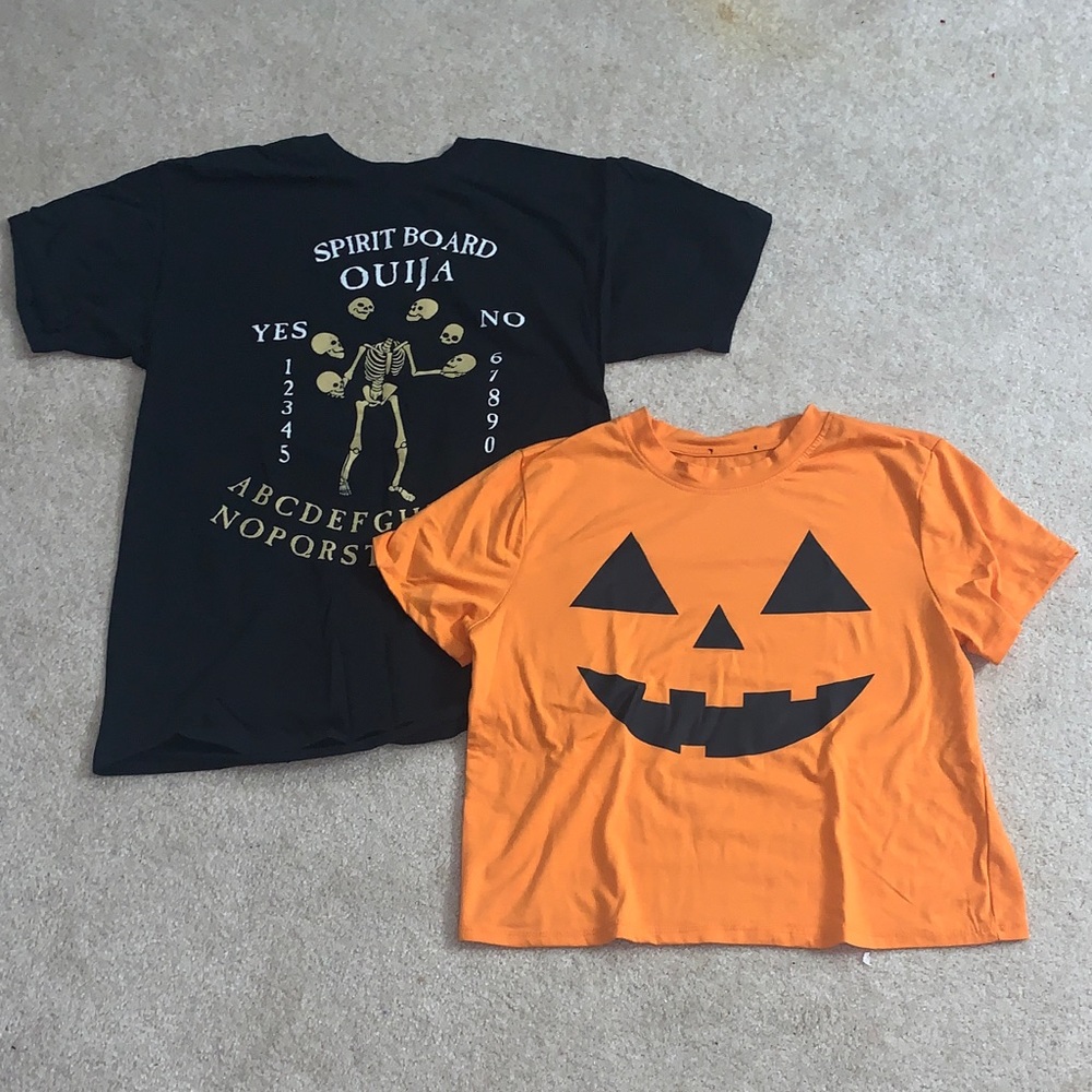 His and Hers Halloween Themed T-Shirts - Black and Orange